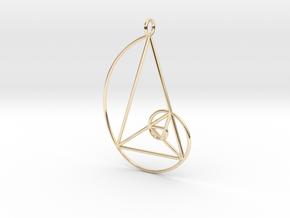 Golden Phi Spiral Isosceles Triangle Grid Pendant in 14K Yellow Gold: Large