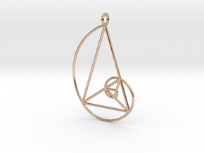 Golden Phi Spiral Isosceles Triangle Grid Pendant in 14k Rose Gold Plated Brass: Large