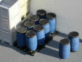 N Scale Blue Barrels 12pc in Smooth Fine Detail Plastic