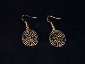 WestWorld Maze Earrings in Polished Brass