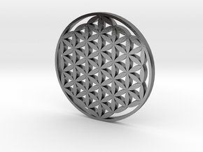 Large Flower Of Life Pendant in Polished Silver