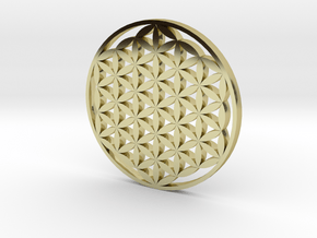 Large Flower Of Life Pendant in 18k Gold Plated Brass