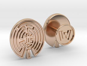 WestWorld Maze Cufflinks in 14k Rose Gold Plated Brass