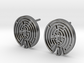 WestWorld Maze Earrings (studs) in Polished Silver