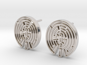 WestWorld Maze Earrings (studs) in Rhodium Plated Brass