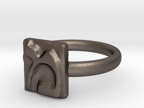 13 Mem Ring in Polished Bronzed Silver Steel: 7 / 54