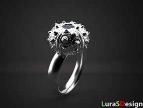 Sputnik Sea Urchin Ring in Polished Bronzed Silver Steel