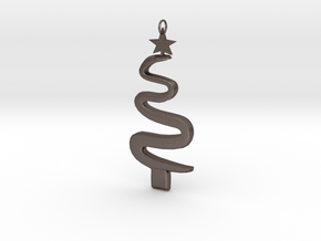 Christmas Tree Ornament in Polished Bronzed Silver Steel