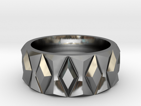 Diamond Ring V2 in Fine Detail Polished Silver