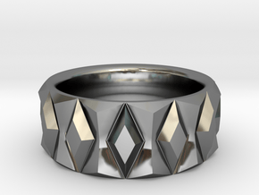 Diamond Ring V2 - Curved in Fine Detail Polished Silver