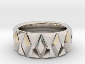 Diamond Ring V2 - Curved in Rhodium Plated Brass