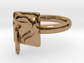 19 Qof Ring in Polished Brass: 5 / 49
