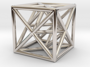 Metatron's Cube in Rhodium Plated Brass