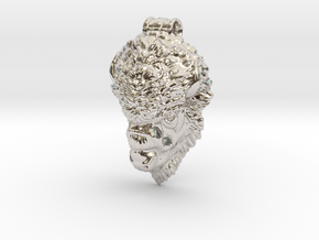 Bison Head pendant in Rhodium Plated Brass