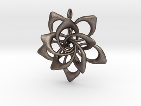 Petal Rings 5 Points - 2 Tiers - 4cm - wLoopet in Polished Bronzed Silver Steel