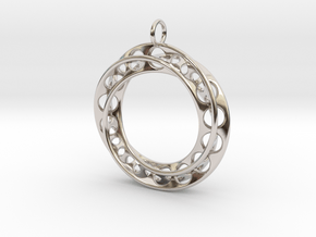 Moebius Band Ø30mm Pendant improved Version in Rhodium Plated Brass