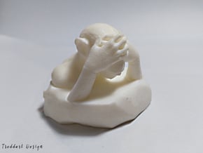 Three Wise Monkeys Mizaru Sculpture in White Processed Versatile Plastic