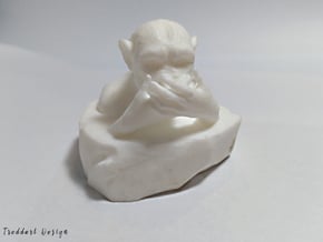 Three Wise Monkeys Iwazaru Sculpture in White Processed Versatile Plastic