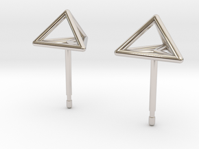 Triangle Stud Earrings in Rhodium Plated Brass