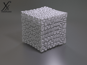 Square 3D Hilbert curve (4th order) in White Natural Versatile Plastic