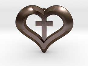heart cross in Polished Bronze Steel