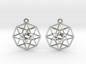 Tesseract Earrings 1" in Natural Silver
