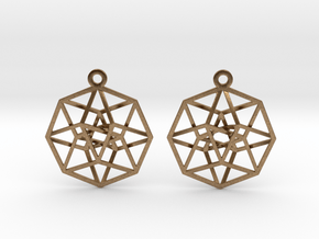 Tesseract Earrings 1" in Natural Brass