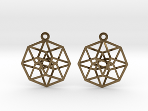 Tesseract Earrings 1" in Natural Bronze