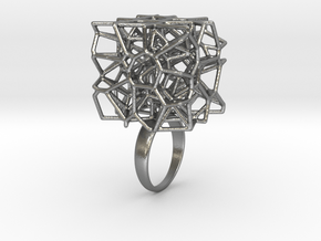 Voronoi Cube Ring (size 5) in Natural Silver