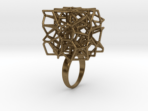 Voronoi Cube Ring (size 5) in Natural Bronze