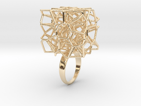 Voronoi Cube Ring (size 5) in 14K Yellow Gold