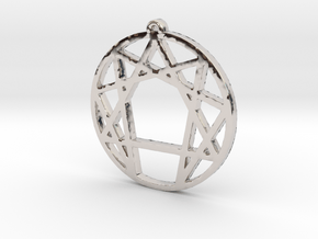 Enneagram Pendant Small (1 inch) in Rhodium Plated Brass