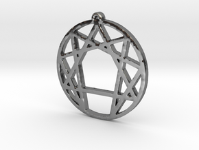 Enneagram Pendant Small (1 inch) in Fine Detail Polished Silver