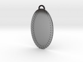 Oval Pendant 30 mm in Fine Detail Polished Silver