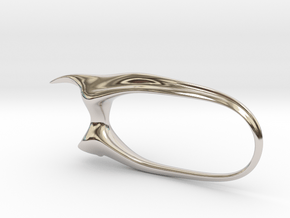 Beetle Horn Wide Ring in Rhodium Plated Brass