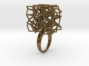 Voronoi Cube Ring (Size 7) in Natural Bronze