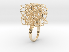 Voronoi Cube Ring (Size 7) in 14K Yellow Gold