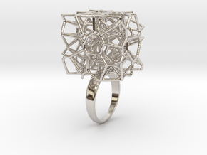 Voronoi Cube Ring (Size 7) in Platinum