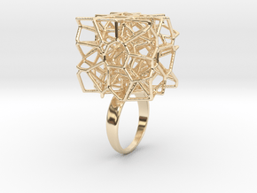 Voronoi Cube Ring (Size 7) in 14k Gold Plated Brass