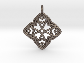 Mandala Pendant 2 in Polished Bronzed Silver Steel