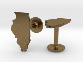 Illinois State Cufflinks in Natural Bronze