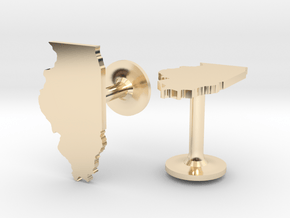 Illinois State Cufflinks in 14k Gold Plated Brass