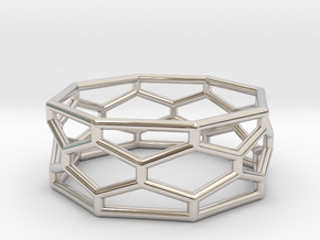 Unique Hexagon Ring  in Rhodium Plated Brass