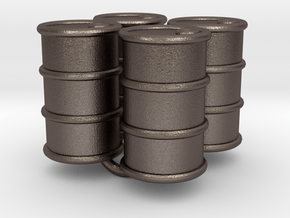  Power Grid Oil Barrels - Set of 4 in Polished Bronzed Silver Steel