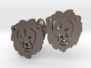 Lion Cufflinks in Polished Bronzed Silver Steel