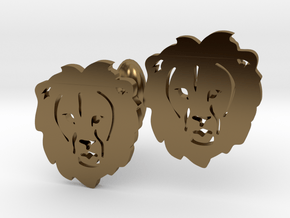 Lion Cufflinks in Polished Bronze