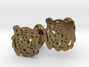 Tiger Cufflinks in Polished Bronze