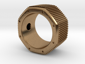 octagon ring with squares Ø18,5mm in Natural Brass
