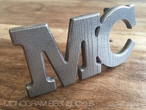 Custom Monogram Belt Buckle - MC in Polished Nickel Steel
