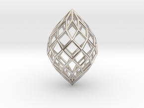 0497 Polar Zonohedron E [9] #001 in Rhodium Plated Brass